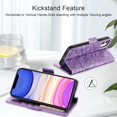 thumbnail image 5 of Petocase for iPhone 11 Wallet Case,Durable PU Leather Magnetic Folio Flip Stand Wristlet Strap Card Holder Shockproof Protective Phone Cases forfor Women Men,Embossed Purple, 5 of 7