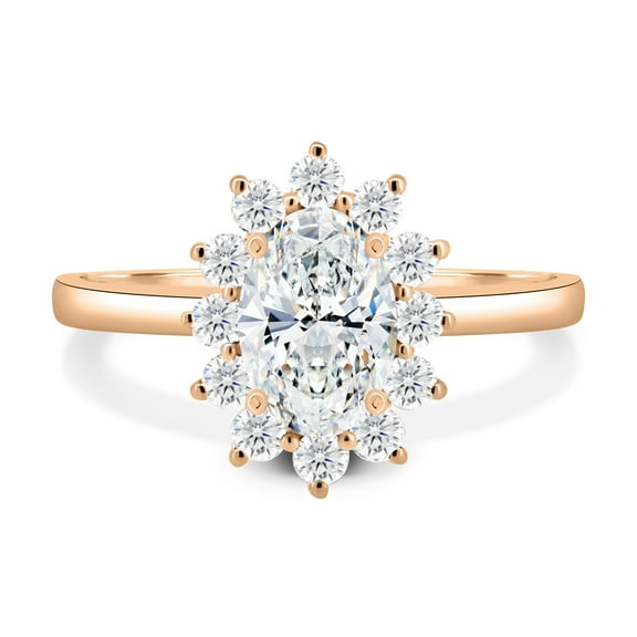 ESTE ORIGIN 2.00Ct Oval Cut Moissanite Engagement Ring – Halo & Cathedral Setting in 10K Rose Gold for Women