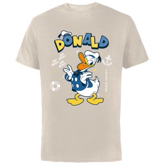 Disney Mickey and Friends Lucky Donald Duck - Short Sleeve Cotton T-Shirt for Adults - Customized-Natural