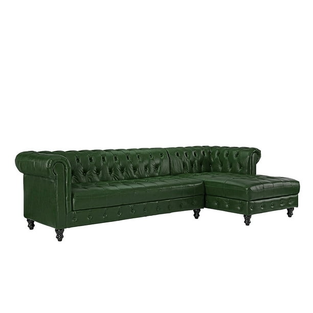 Classic Real Tufted Leather Chesterfield L Shape Sectional Sofa With Wide Chaise Green Com - Leather Chesterfield Sectional Sofa Classic Real Tufted Leather Chesterfield L Shape Sectional Sofa With Wide Chaise Green Com - Leather Chesterfield Sectional Sofa