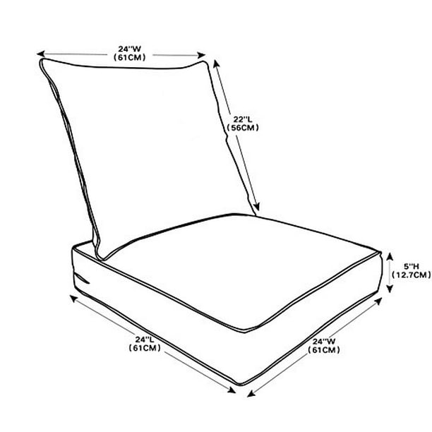 QILLOWAY Outdoor Indoor Deep Seat Cushions for Patio Furniture All Weather Lawn Chair Cushion 24 x 24 inch 1 Set Peacock Blue Walmart