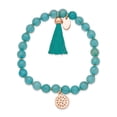 thumbnail image 2 of Primal Steel Stainless Steel Polished Rose IP-plated with Tassel Mint Jade Stretch Bracelet, 2 of 3