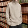 thumbnail image 4 of Gibobby Suéter ligero hombre Suéter de cuello alto para hombre, estilo informal, de punto trenzado, para hombre(Blanco,XG), 4 of 5