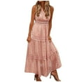 thumbnail image 1 of CNKOO Robes d'Été pour Femmes Robe Longue Maxi Fluide de Bal Fête Plage Dentelle Patchwork Robe de Retour à la Maison, 1 of 7