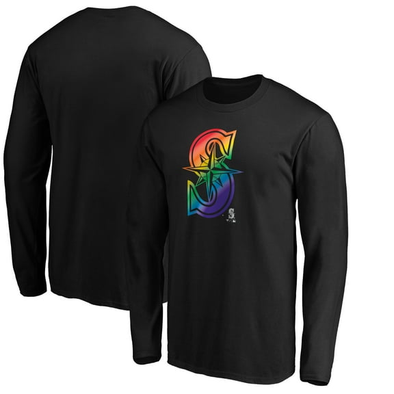 Men's Black Seattle Mariners Team Pride Logo Long Sleeve T-Shirt