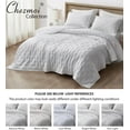 thumbnail image 5 of Chezmoi Collection Glen 3-Piece Crescent Stitched Quilt Set, Oversized King Size, White, Rayon Derived from Bamboo & Polyester Blended, Soft Breathable Cooling Bedspread for Hot Sleepers, 5 of 9
