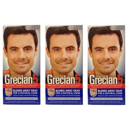 Just For Men Grecian 5 Permanent Shampooing-In Couleur de cheveux, noir (pack de 3)