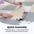 thumbnail image 6 of MioTetto Non-Toxic Foam Play Mat for Babies & Kids, Interlocking Puzzle Tiles, Cream-Gray-Beige, 36 Pieces – Perfect for Tummy Time, Crawling, Nursery, Playroom, or Gym, 6 of 13