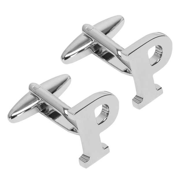 BodyJ4You 2PC Cufflinks Personalized Initials Letter P Men's Button Shirt Business Gift