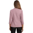 thumbnail image 4 of JWD Women's Casual 3/4 Ruched Sleeve Blazer - Slim Fit Open Front Notched Lapel Work Office Suit Jacket with Pockets Pink 12, 4 of 7