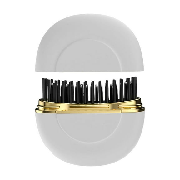 Cordless Hair Straightener & Curler, Mini Cordless Hair Straightener Comb, Wave-Design Bristles, Fast, Smooth Styling, Lightweight Hot Comb & Travel Flat