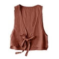 thumbnail image 2 of VKOYWKM Women's Cotton Linen Vest Casual Sleeveless Jacket Tie Front Blazer Waistcoat Lightweight Summer Vest Solid Color Vest Jackets, 2 of 5