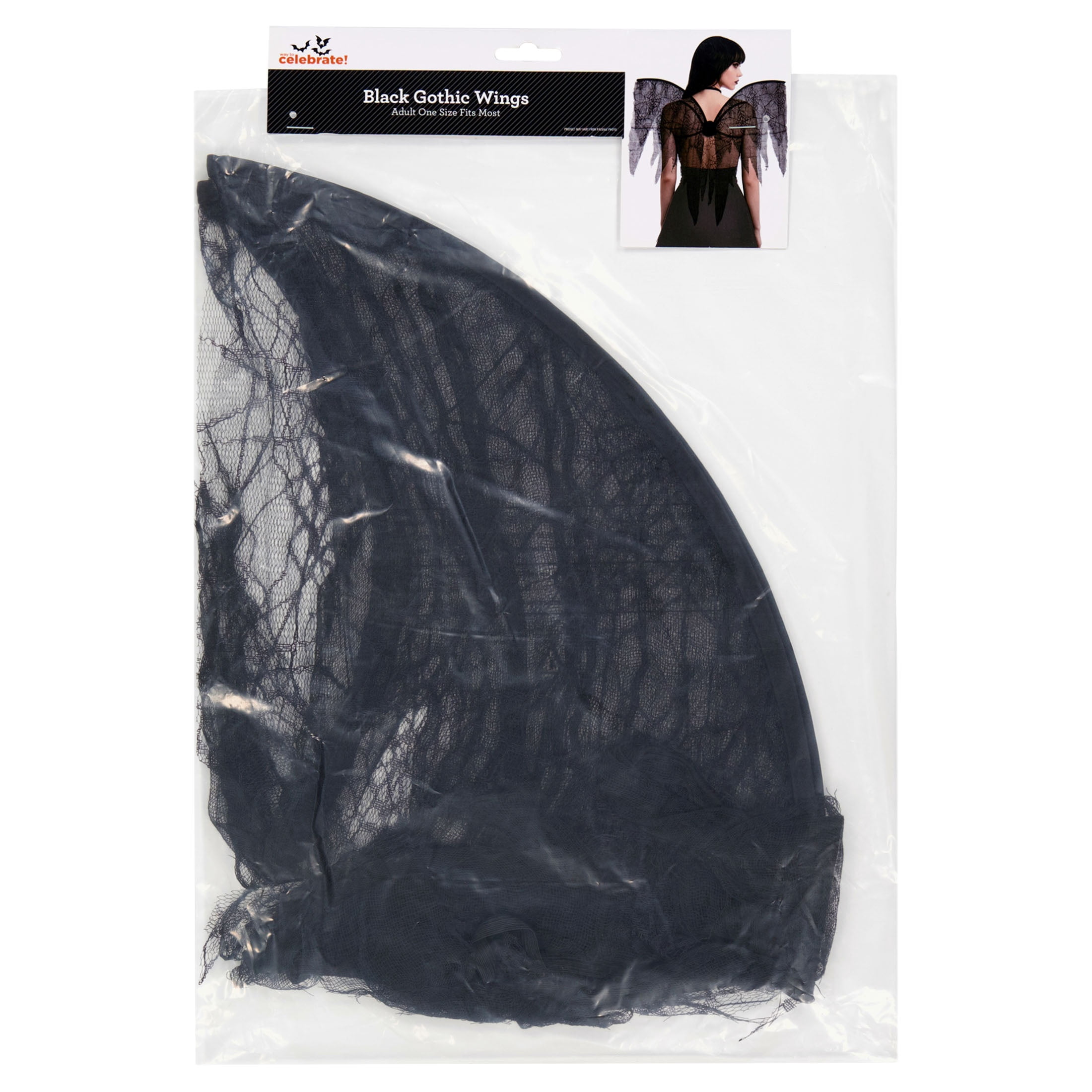 Gothic Wings Costume Accessory for Adults, Black, Halloween by Way To Celebrate