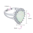 thumbnail image 4 of Bling Jewelry Womens Big Halo Pear Shape Statement 10CT Created White Opal Ring, 4 of 5