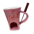 thumbnail image 3 of Taza para fondue de chocolate con tenedor, calentador de queso y mantequillera individual, ideal Corazón rosa, 3 of 9