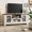 Rustic White + Brown, variant on TV Stand for 65 Inch TV, Farmhouse Entertainment Center with Acrylic Door Storage Cabinet & Adjustable Shelves, TV Console Table for Living Room Bedroom, Black