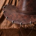 thumbnail image 5 of QSAWXQZ Men's Faux Leather Cowboy Hat Wide Brim with Bull Skull Ornament Halloween Hat Free Size, 5 of 5