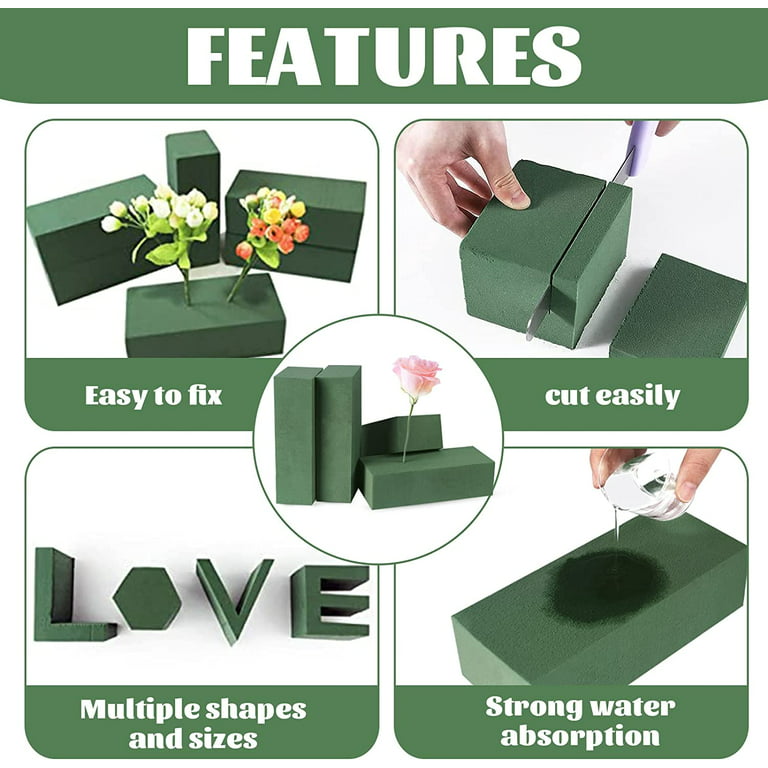 Kedudes Premium Dry Floral Foam Blocks for Flower Arrangements Supplies,  6pk - Floral Foam for Artificial Flowers & Plant Decoration, Green Foam