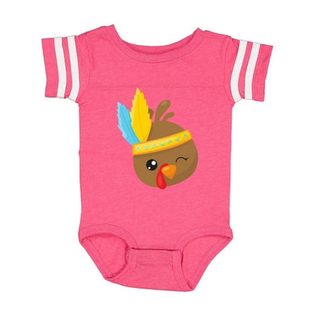 

Inktastic Thanksgiving Turkey Turkey With Head Feathers Gift Baby Boy or Baby Girl Bodysuit