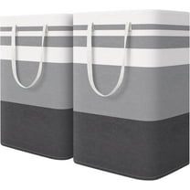 GYTF  2-Pack Large Laundry Basket, Waterproof, Freestanding Laundry Hamper, Collapsible Tall Clothes Hamper with Extended Handles for Clothes Toys in the Dorm and Family-(Gradient Grey, 75L)