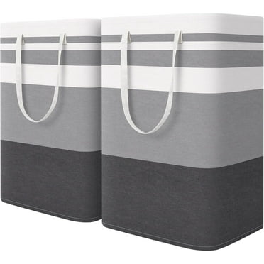 GYTF  2-Pack Large Laundry Basket, Waterproof, Freestanding Laundry Hamper, Collapsible Tall Clothes Hamper with Extended Handles for Clothes Toys in the Dorm and Family-(Gradient Grey, 75L)