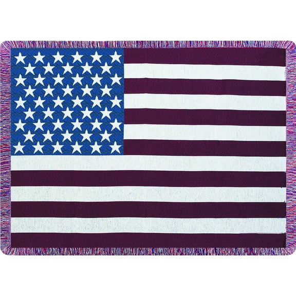 Manual Woodworkers and Weavers ASST23 Stars and Stripes Tapestry Throw Blanket Fashionable Jacquard Woven 50 X 60 in.