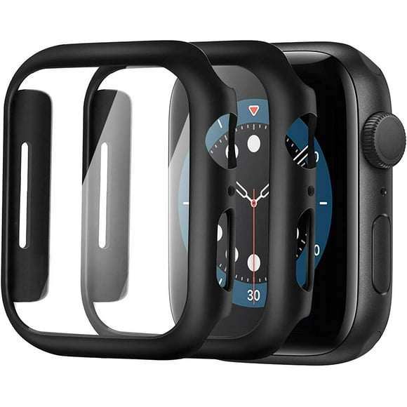 Alinsea Screen Protector for Apple Watch 40mm Series 4/5/6/ SE Tempered Glass [2 Pack] [Full Coverage] Bumper Hard Case