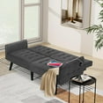 thumbnail image 4 of TYBOATLE 65“ Convertible Futon Sofa Bed w/ 2 USB, Upholstered Tufted Small Adjustable Folding Couch Loveseat, Modern Mid Century Sleeper Sofa for Living Room, Bedroom, Apartment, Office (Dark Grey), 4 of 9