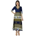 thumbnail image 1 of Bimba Womens Blue Anarkali Kurta Kurti Contemprory Chic Style Indian Long Maxi Blouse, 1 of 7