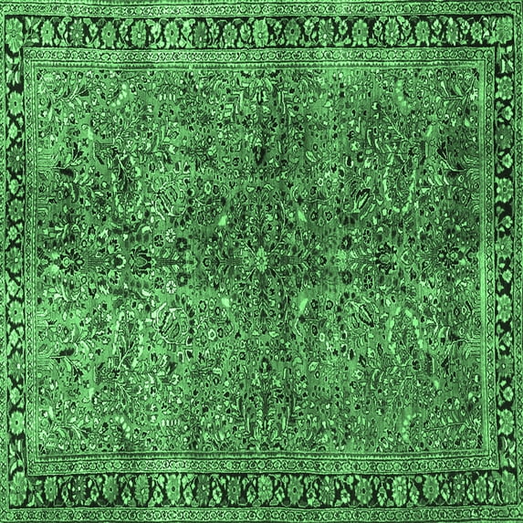 Ahgly Company Indoor Square Oriental Emerald Green Traditional Area Rugs, 4' Square