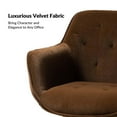 thumbnail image 3 of Velvet Tufted Office Chair Upholstered Swivel Modern Adjustable Armchair Metal Base Home Bedroom Brown, 3 of 7