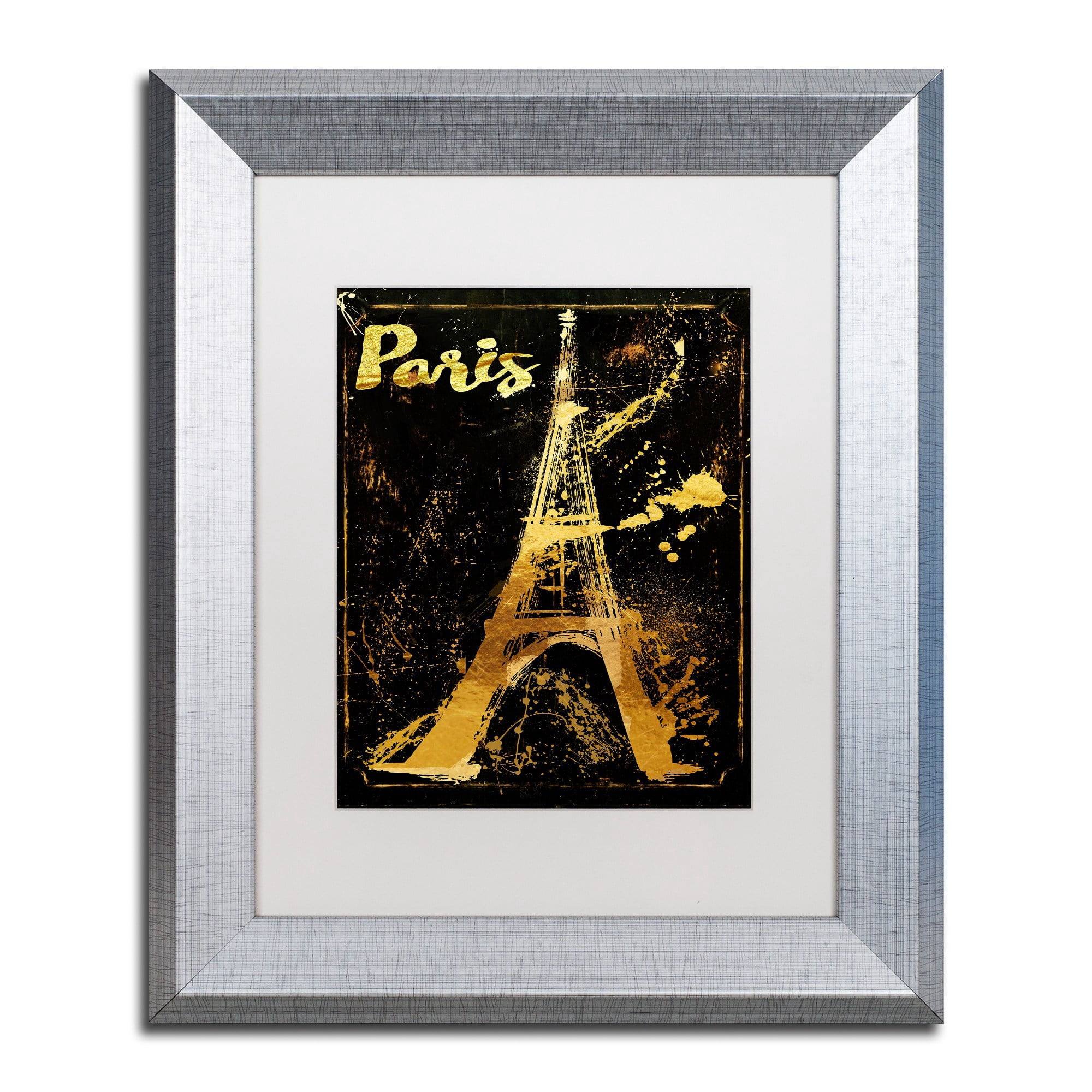 Trademark Fine Art "Gold Eiffel" Canvas Art by Color Bakery, White Matte, Silver Frame