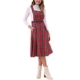 thumbnail image 4 of Vestido de tirantes a cuadros INSPIRE CHIC para mujer, vestido vintage tipo pinafore A-Line XL rojo y verde, 4 of 6