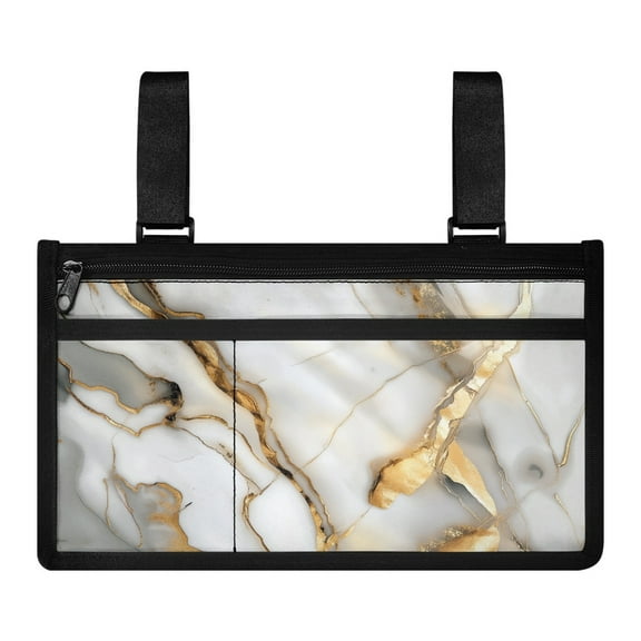 Jiueut Marble Print Wheelchair Armrest Side Hanging Storage Bag Pink Ribbon Power Wheelchair Pouch Side Pocket for Women Electric Wheelchair Bags to Hang on Side