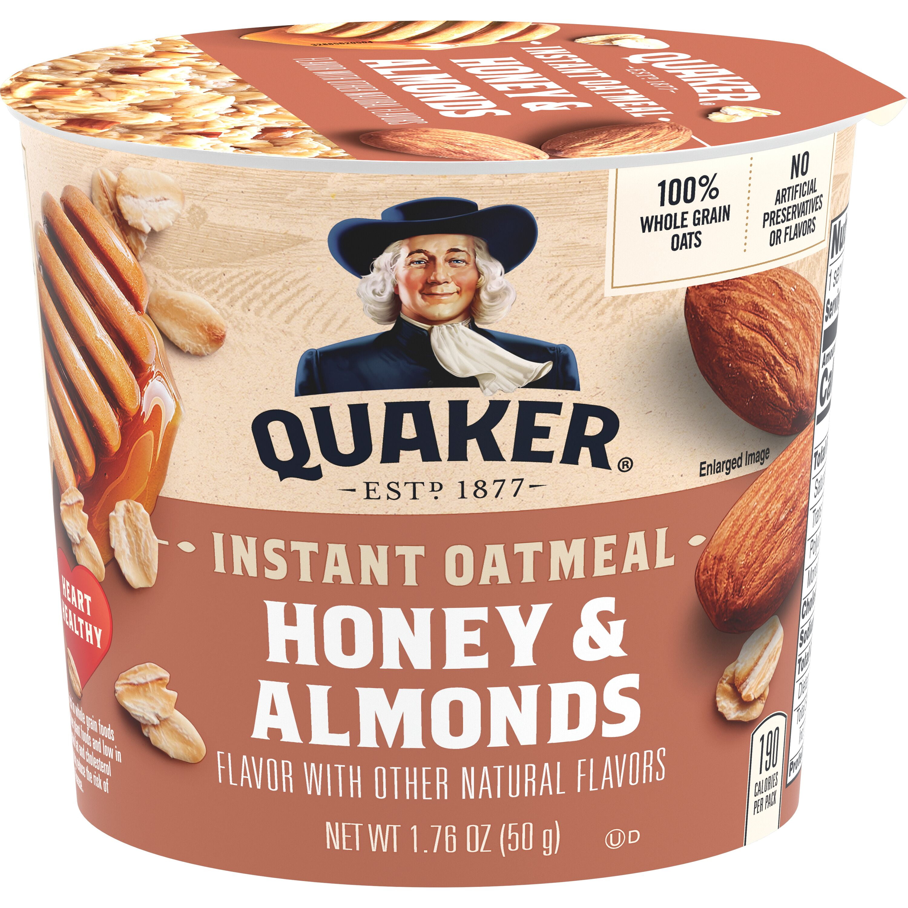 Quaker Instant Oatmeal, Honey and Almond, 1.76 oz