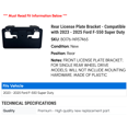 thumbnail image 2 of Rear License Plate Bracket - Compatible with 2023 - 2025 Ford F-550 Super Duty 2024, 2 of 2