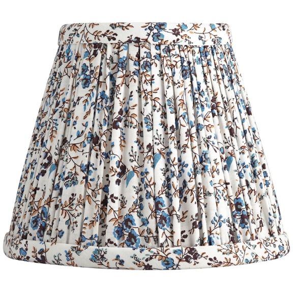 Springcrest Nelle Cream and Blue Floral Pleated Shade 3.5x6x5 (Clip-On)