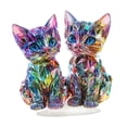 thumbnail image 3 of 2D acrílico colorido decoración de gatos decoración de mesa con base decoración del hogar creación decorativa para sala de estar regalos para el, 3 of 8