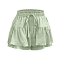 thumbnail image 7 of Lenpel Women's Flowy Shorts Trendy Boho Elastic High Waisted Pleated Ruffled Tiered Mini Skorts Summer Casual Shorts, 7 of 7