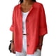 thumbnail image 3 of TaTaai Women's Summer Cardigan Top V-Neck Long Sleeve Linen Cotton Blend Button Front Loose Fit Casual Blouse Gift, 3 of 4