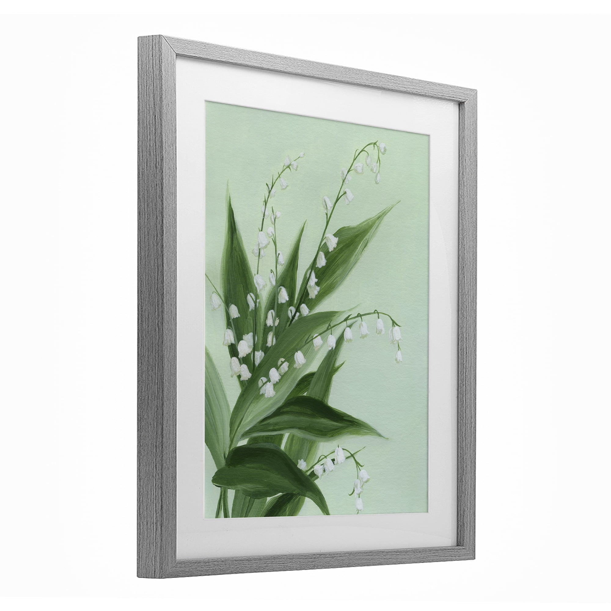 Stupell Industries Verdant Lily Of Valley Gray Framed Print Under Glass, design by Grace Popp