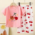 thumbnail image 2 of Toddler Girls Boys Short Set 2-Piece Crew Neck Top & Pull On Shorts Daily Wear Outfit Toddler Girl Summer Clothes, 2 of 4