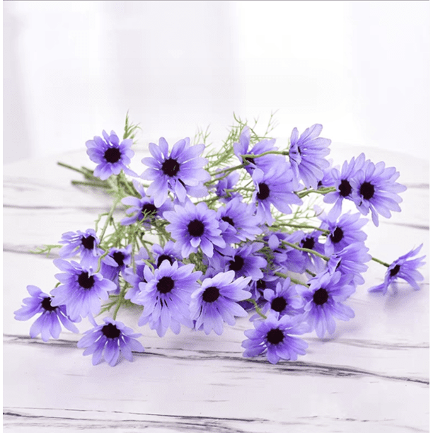 Xiao Hua 12 flores artificiales de margaritas pequeñas, flores falsas, flores artificiales para decoración de bodas