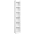 thumbnail image 1 of Yaheetech 7-Tier Modern Narrow Wooden Bookcase with Top Open Compartment, White, 1 of 7