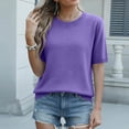 thumbnail image 6 of Spring Sweaters for Women Short Sleeve Crew Neck Business Knit Shirts Beach Crochet Tops 2026 Summer Solid Color Clothing,Purple M, 6 of 7