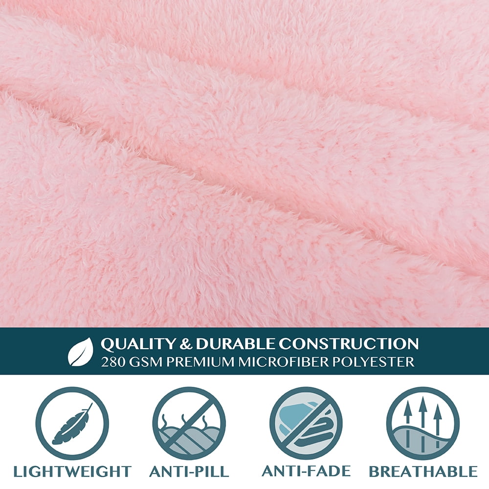 PAVILIA Fluffy Blanket with Sleeves Women Men Adults, Wearable Blanket Plush Soft Fuzzy, Hug Sleep Pod Snuggle Pocket Sleeved TV Throw, Sherpa Fleece Warm Cozy Shaggy Gifts Ideas Mom Wife, Light Pink