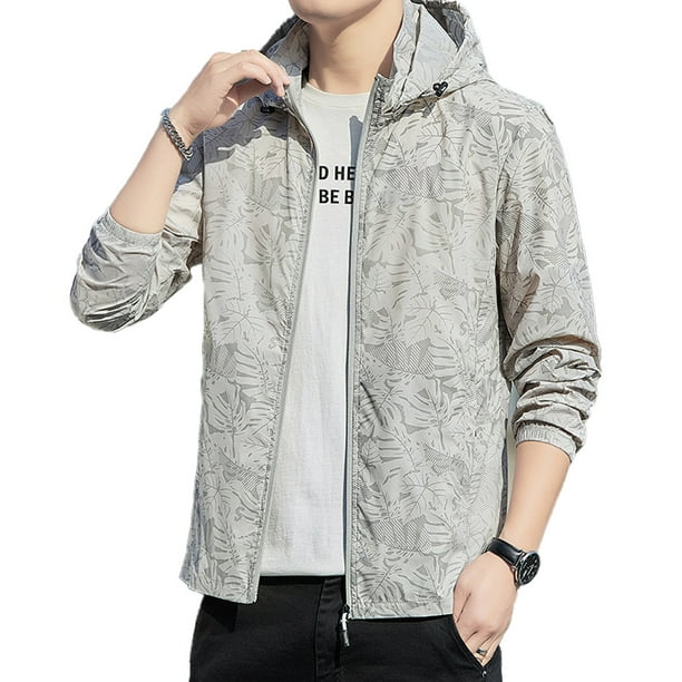 Desiderio 1 pieza de ropa de protección solar fina con capucha gris claro ropa de piel para hombre ropa de protección solar transpirable para exteriores