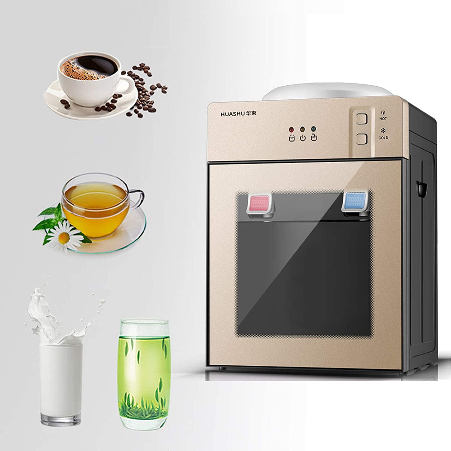 Freestanding Hot and Cold Water Cooler Dispenser Automatic Drinking Machine Champagne Gold