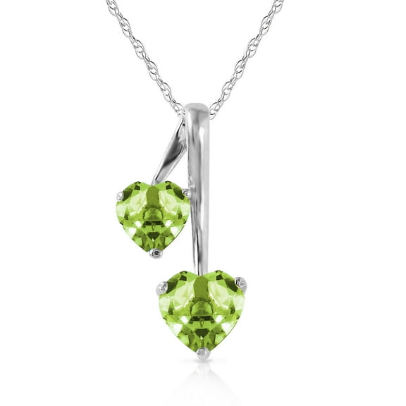Galaxy Gold 14K White Gold Peridot Heart Necklace - August Birthstone - Warmth & Prosperity - 16" to 24" - Fine Jewelry for Women