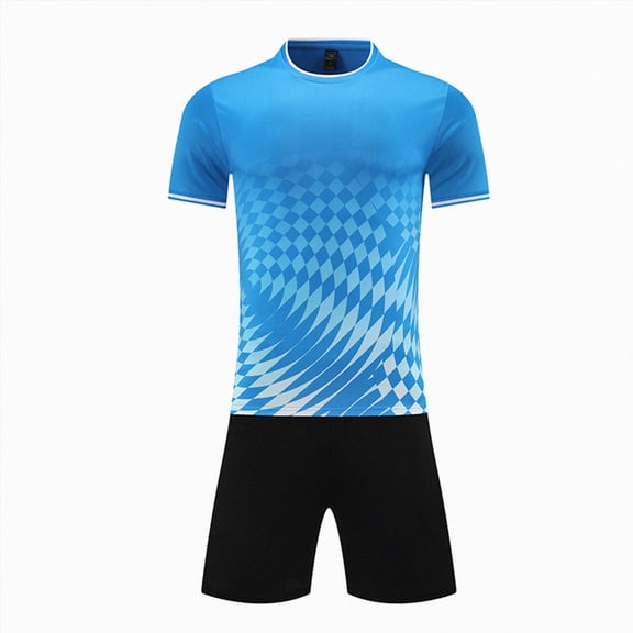 Xyant Boys Quick Dry Short Sleeve T-Shirt and Mesh Shorts Soccer Set (Blue,13-14 Years)